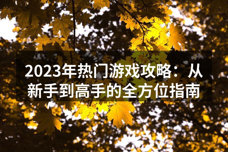 2023年热门游戏攻略：从新手到高手的全